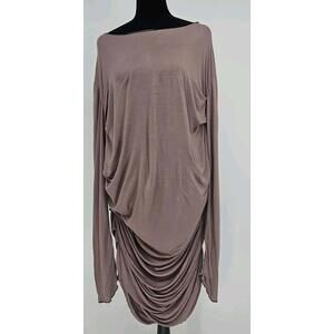Cynthia Ashby Ruched Dress XL  Purple 3/4 Sleeve Oversized‎ Cozy Lagenlook